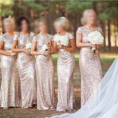 Sequin bridesmaid dress, short sleeve bridesmaid dresses, gold bridesmaid dresses, long bridesmaid dresses, cheap bridesmaid dresses,157 - Thumbnail 5