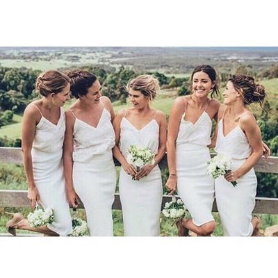 Short bridesmaid dresses, white bridesmaid dress, straps bridesmaid dress, cheap bridesmaid dress,163 - Thumbnail 4