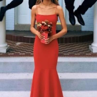A line spaghetti straps sheath prom dress sexy prom dress - Thumbnail 5