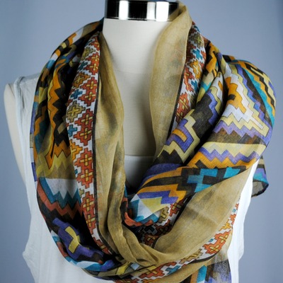 Light brown geo print scarf