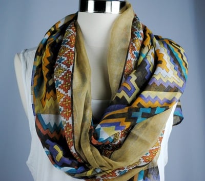 Light Brown Geo Print Scarf