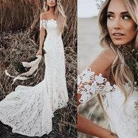 Boho Country Mermaid Lace Wedding Dresses GH008 - Thumbnail 1