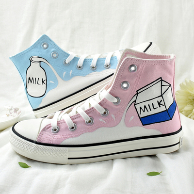 Harajuku new milk box graffiti high canvas shoes
