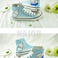 Harajuku new milk box graffiti high canvas shoes - Thumbnail 3