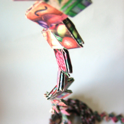 Garland - 12 ft - made with reclaimed vintage giftwrap and ribbon ends - 12 ft