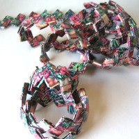 Garland - 12 ft - Made With Reclaimed Vintage Giftwrap And Ribbon Ends - 12 ft - Thumbnail 4
