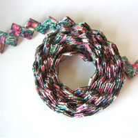Garland - 12 ft - Made With Reclaimed Vintage Giftwrap And Ribbon Ends - 12 ft - Thumbnail 1