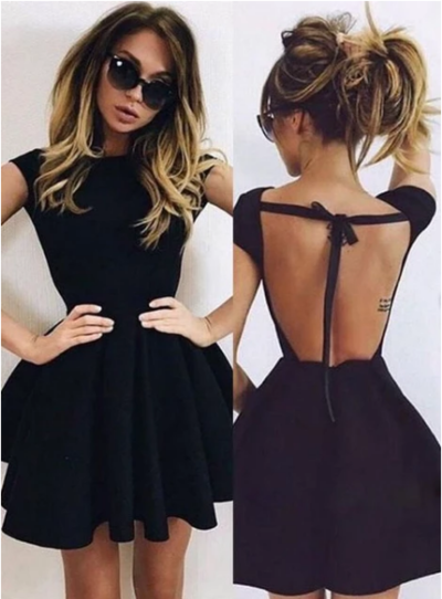 Backless Homecoming Dress,black homecoming Dress,short homecoming Dresses,188