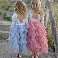 Peach/Lanvender/Blue/Blush Cute Flower Girl Dresses with Lace - Thumbnail 1