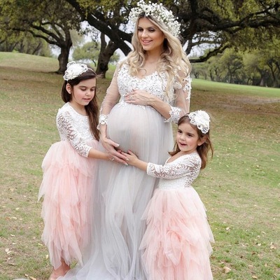 Scoop sleeves lace tulle flower girl dresses for wedding party - Thumbnail 3