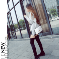 Black Thigh High Winter Boots - Thumbnail 2