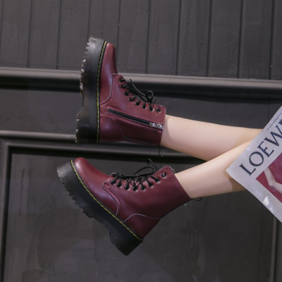Stylish leather motorcycle ankle boots