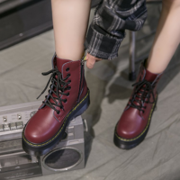 Stylish Leather Motorcycle Ankle Boots - Thumbnail 1