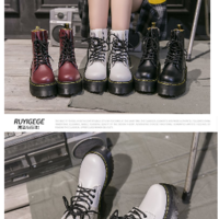 Stylish Leather Motorcycle Ankle Boots - Thumbnail 3
