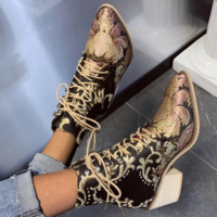 Suede Pointed Toe Sexy Black Lace up Fashion Boots - Thumbnail 2