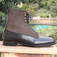 Black Two Tone Ankle Boots Suede & leather boots for mens - Thumbnail 2