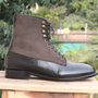 Black Two Tone Ankle Boots Suede & leather boots for mens-2