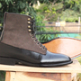 Black Two Tone Ankle Boots Suede & leather boots for mens-3