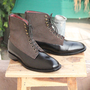 Black Two Tone Ankle Boots Suede & leather boots for mens-4