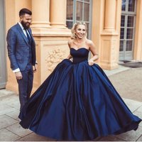 Navy blue taffeta sweetheart ball gowns wedding dress,209 - Thumbnail 1