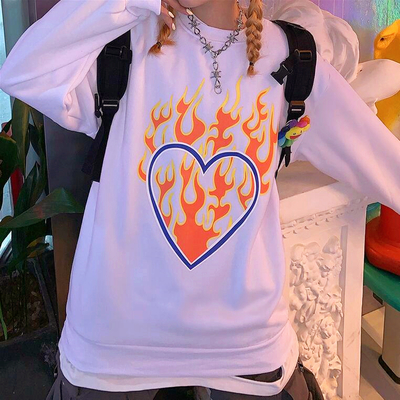 Harajuku flaming heart sweatshirt