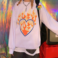 Harajuku Flaming Heart Sweatshirt - Thumbnail 1