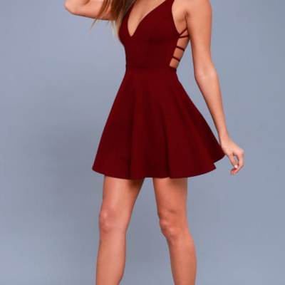 Sexy wine red backless short prom dress,homecoming dress - Thumbnail 3