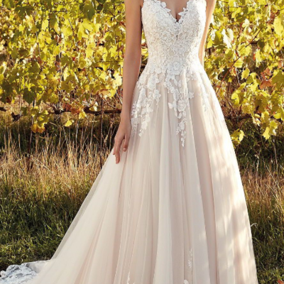 Beauty romantic v-neck tulle sweep train lace bridal dress,mermaid wedding dresses - Thumbnail 5