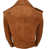Handmade Brando Suede Men's Brown Zipper Belted Jacket - Thumbnail 1