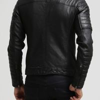 Handmade Lambskin Leather Men's Black padded Leather Jacket - Thumbnail 1