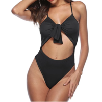 Bow Tie One Piece High Waist Swimsuits - Thumbnail 3