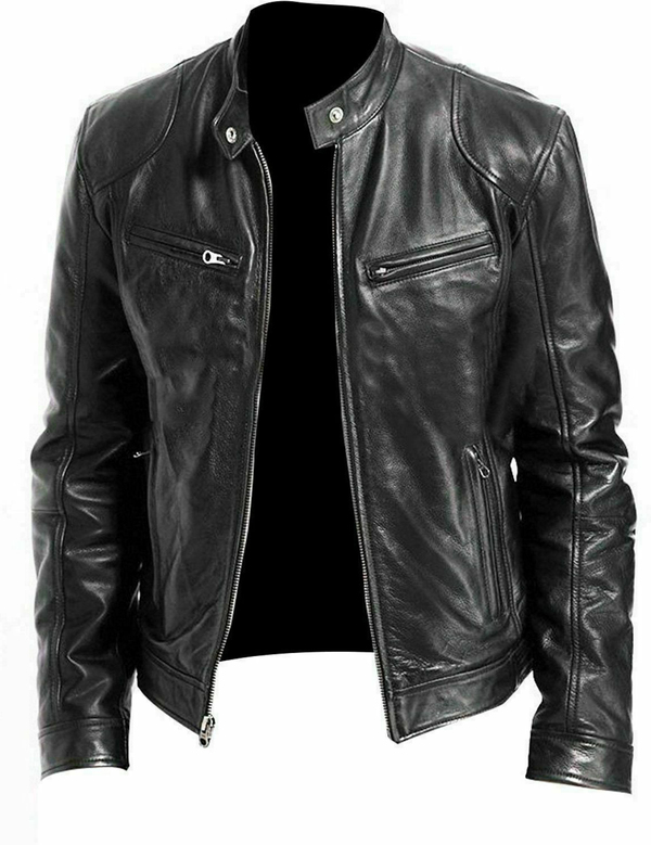 Handmade Leather Men's Black Bomber Leather Jacket