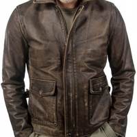 Handmade Leather Men's Brown Indiana Jones Leather Jacket - Thumbnail 3
