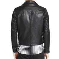 Men's Leather Shirt Genuine Black Fashion Leather Jacket - Thumbnail 2