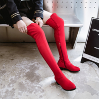 Over the Knee Elegant Suede Flat Boots - Thumbnail 1
