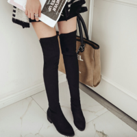 Over the Knee Elegant Suede Flat Boots - Thumbnail 2