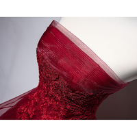Burgundy tulle lace high low prom dress, evening dress - Thumbnail 3