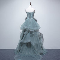 Unique tulle lace long prom gown, evening dress - Thumbnail 3