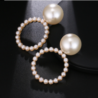 Simulated Pearl Round Drop Earrings - Thumbnail 4