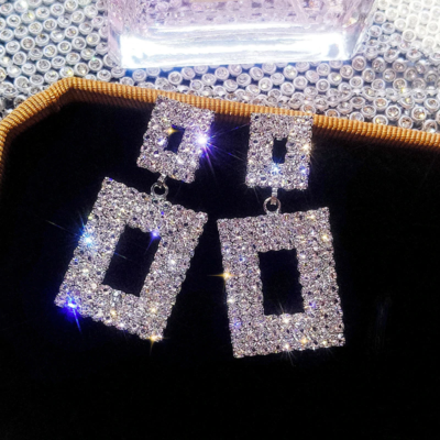 Luxury crystal drop earrings in silver and gold - Thumbnail 2