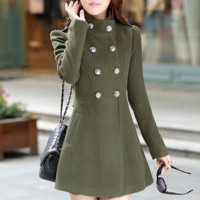 Double Breasted Autumn and Winter Coat - Thumbnail 2
