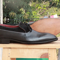 Black Leather Shoes For Men, Handmade Dress Formal Luxury Shoes For Men - Thumbnail 1