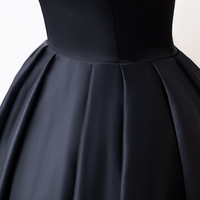 Black satin high low prom dress, evening dress - Thumbnail 2