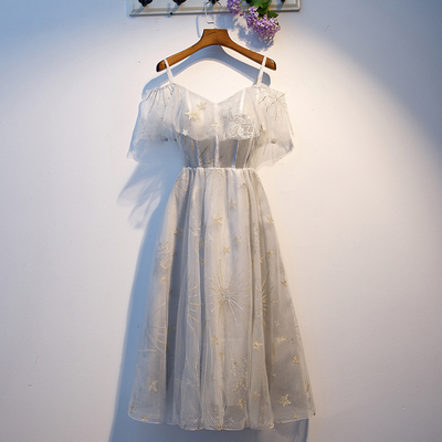 Cute gray tulle short prom dress, hoco dress - Thumbnail 5