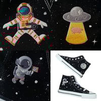 Harajuku Cosmic Galaxy Saturn UFO Astronaut High Help Hand-painted Graffiti Casual Shoes - Thumbnail 4