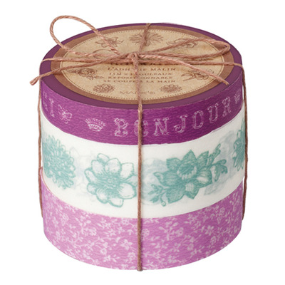 Washi tape set: bonjour! in pourpre