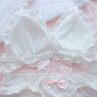 Rabbit Bunny Bow Lace Girl Sweet Japanese Student Bra Set White Pink Panties Underwear Lingerie Lingerie - Thumbnail 4