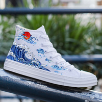 Original graffiti wave dragon high canvas shoes hand-painted shoes - Thumbnail 1