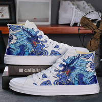 Original graffiti wave dragon high canvas shoes hand-painted shoes - Thumbnail 2
