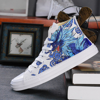 Original graffiti wave dragon high canvas shoes hand-painted shoes - Thumbnail 3